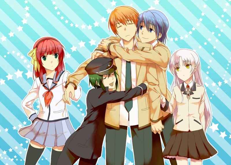 anime characters hugging