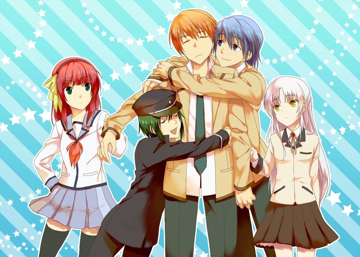 anime characters hugging