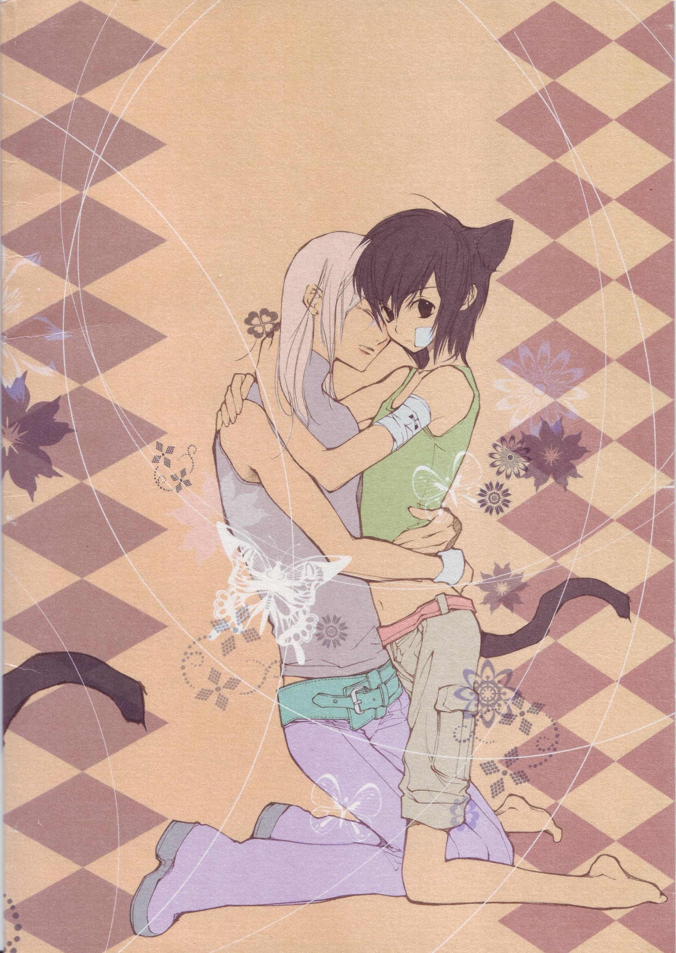 anime characters hugging