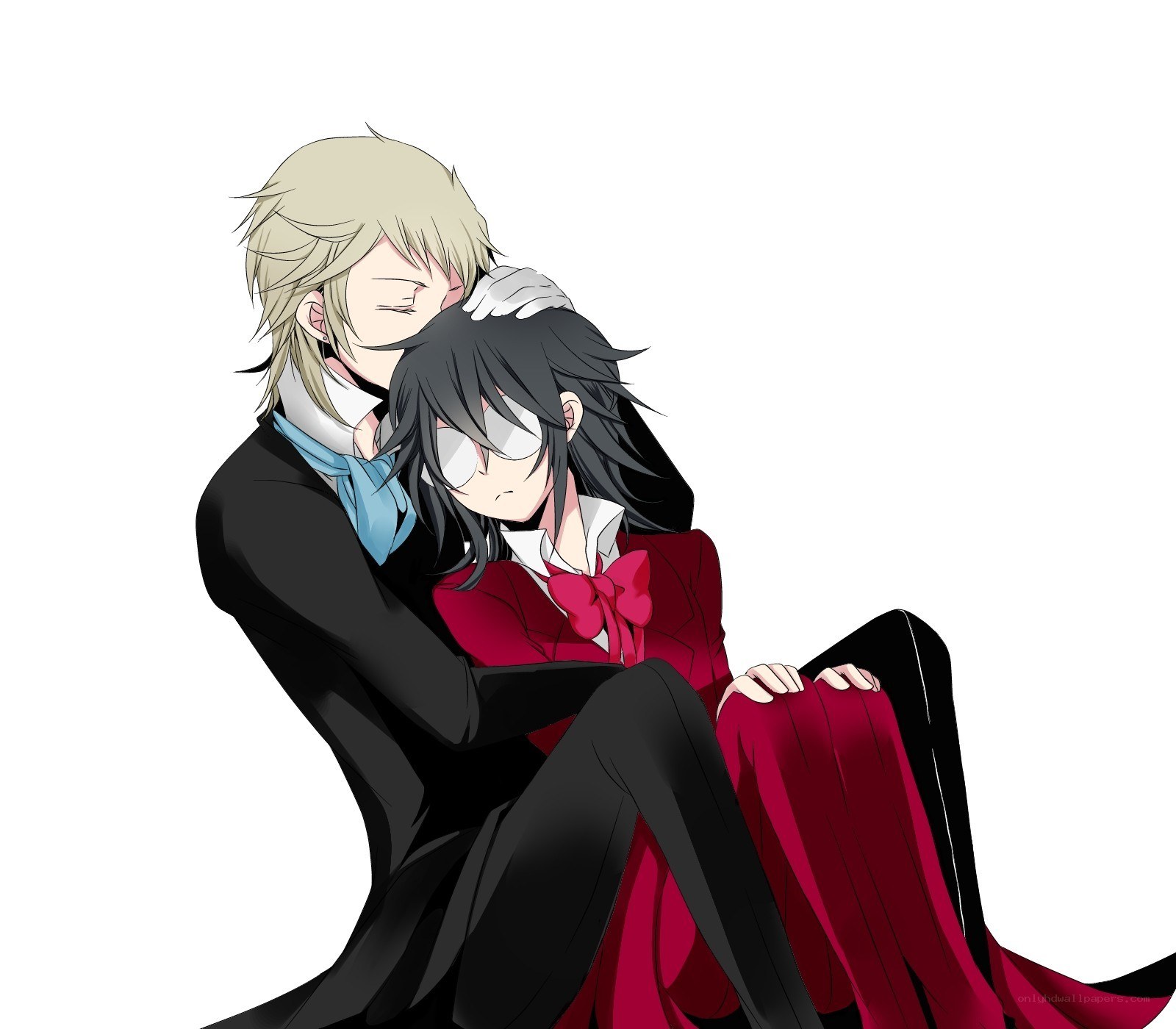 anime characters hugging