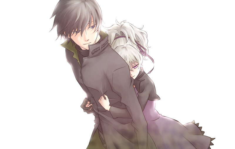 anime characters hugging