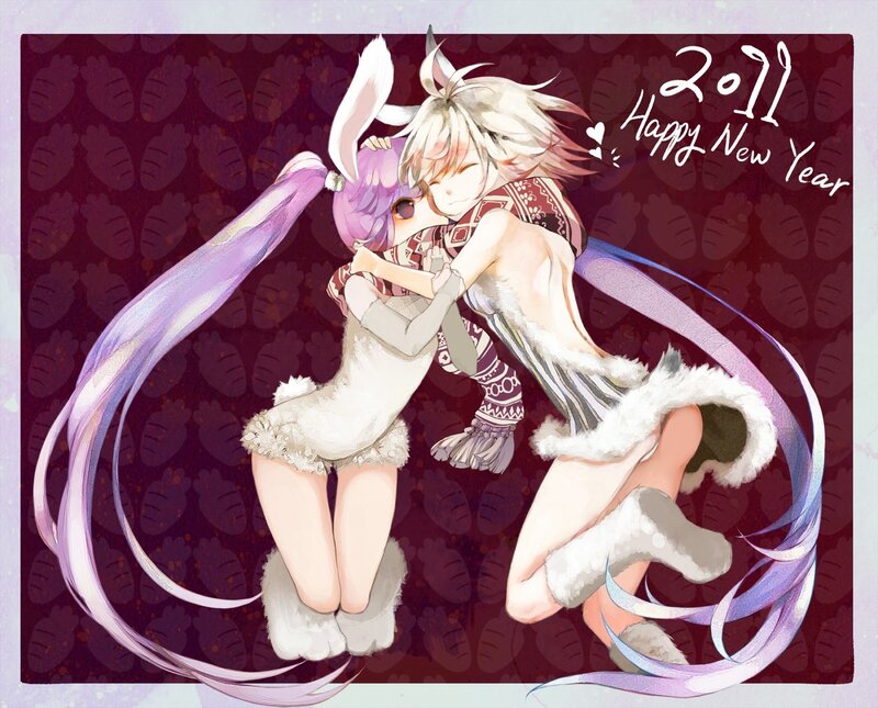 Anime characters hugging