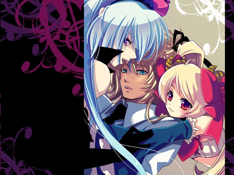 anime characters hugging