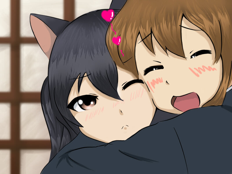 anime characters hugging