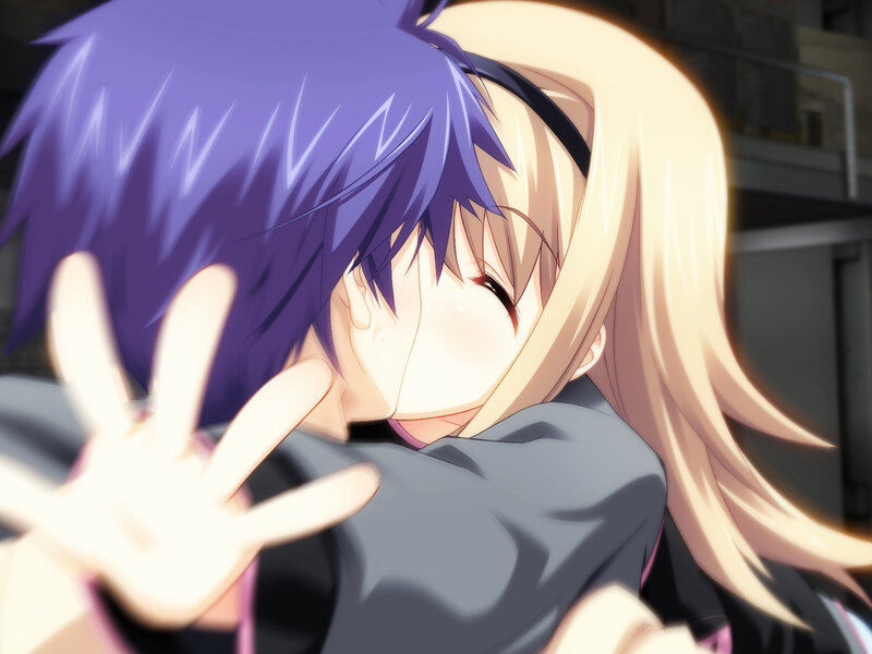 anime characters hugging