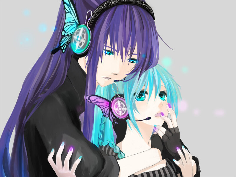 Anime characters hugging
