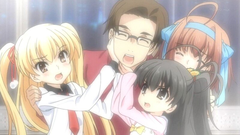 anime characters hugging
