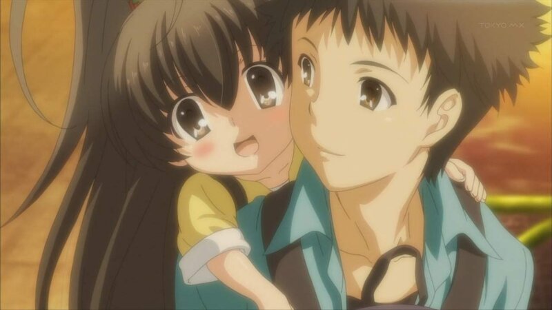 anime characters hugging