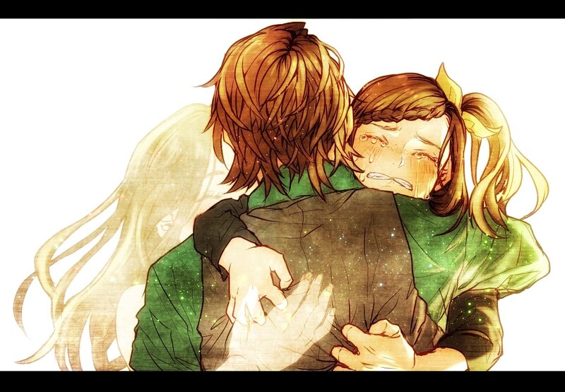 anime characters hugging