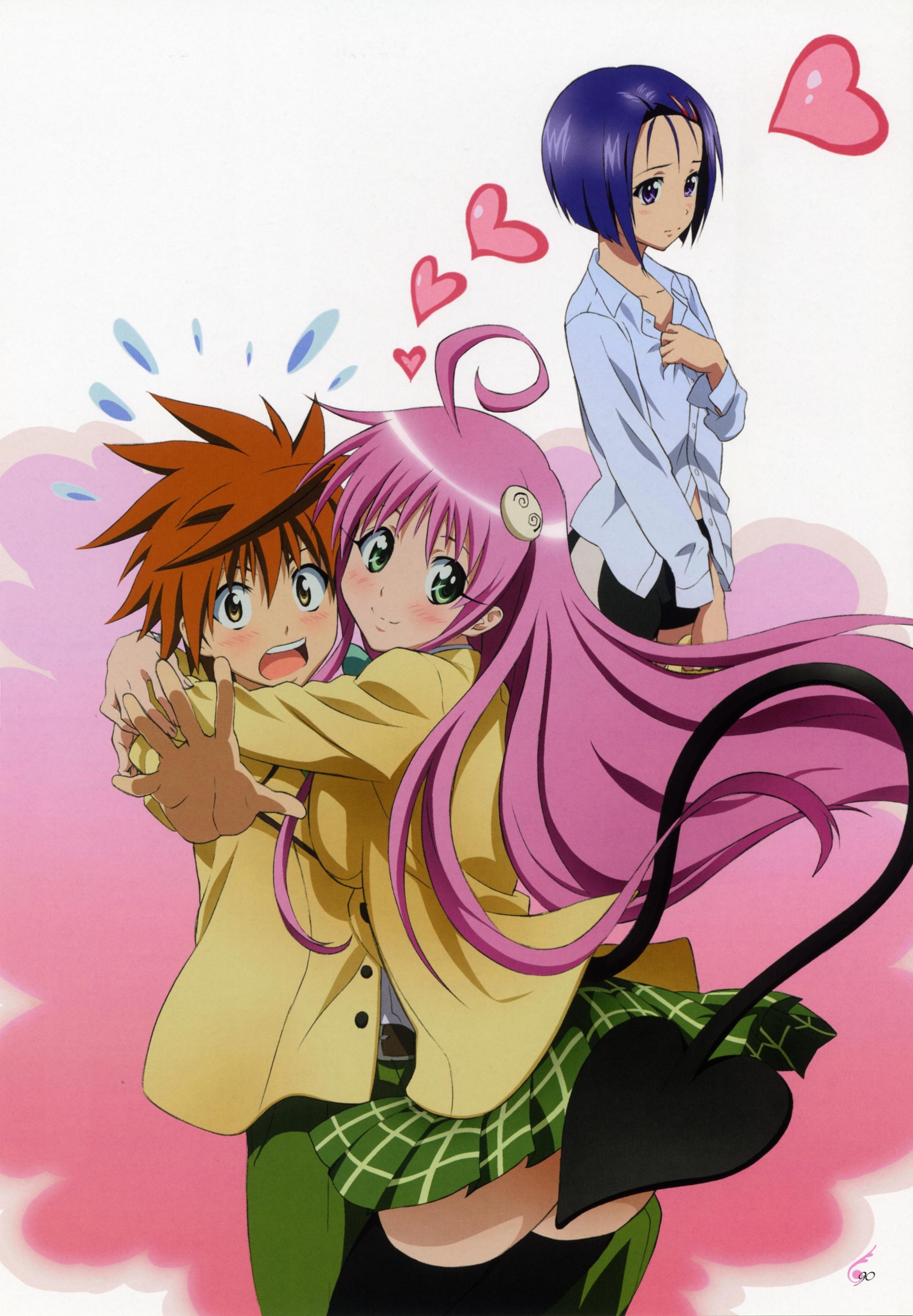 Anime characters hugging
