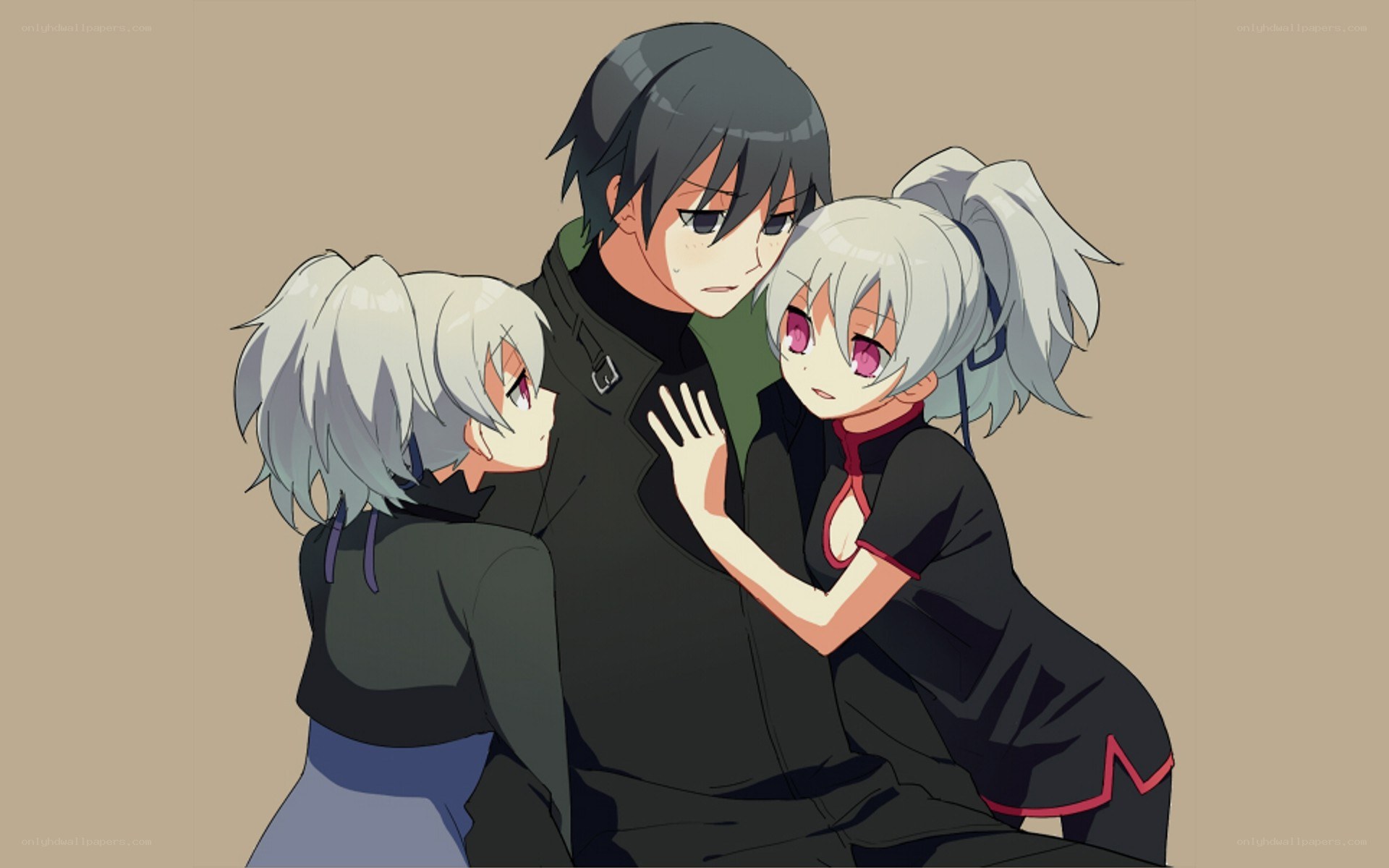 anime characters hugging