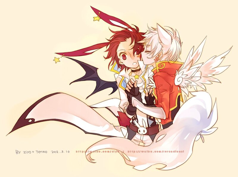 Anime characters hugging