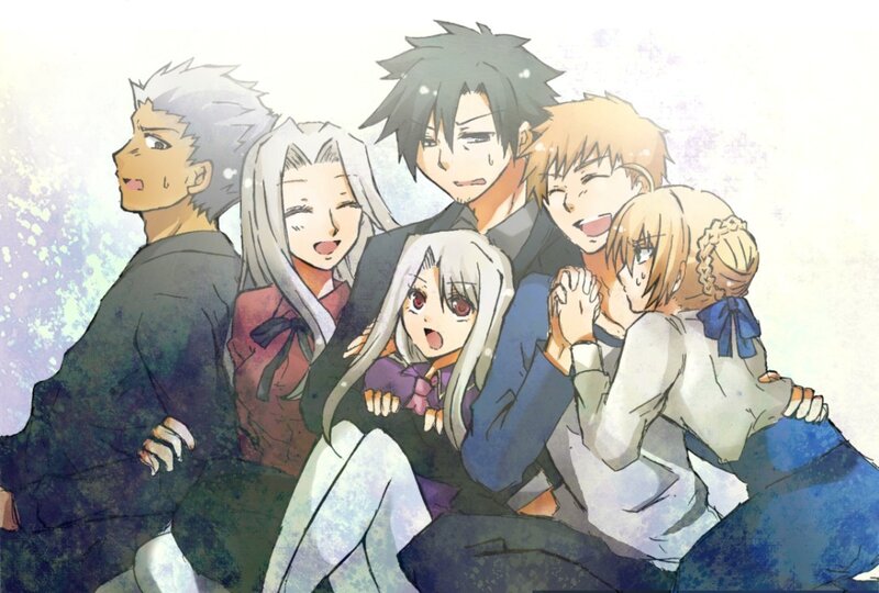 anime characters hugging