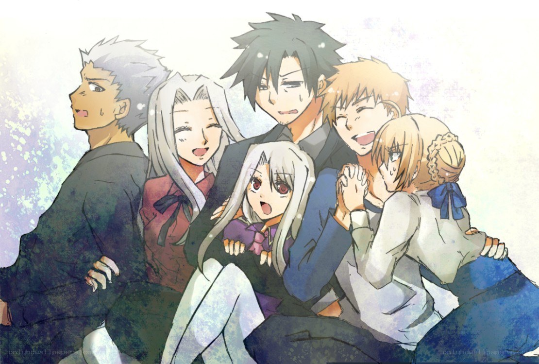 anime characters hugging