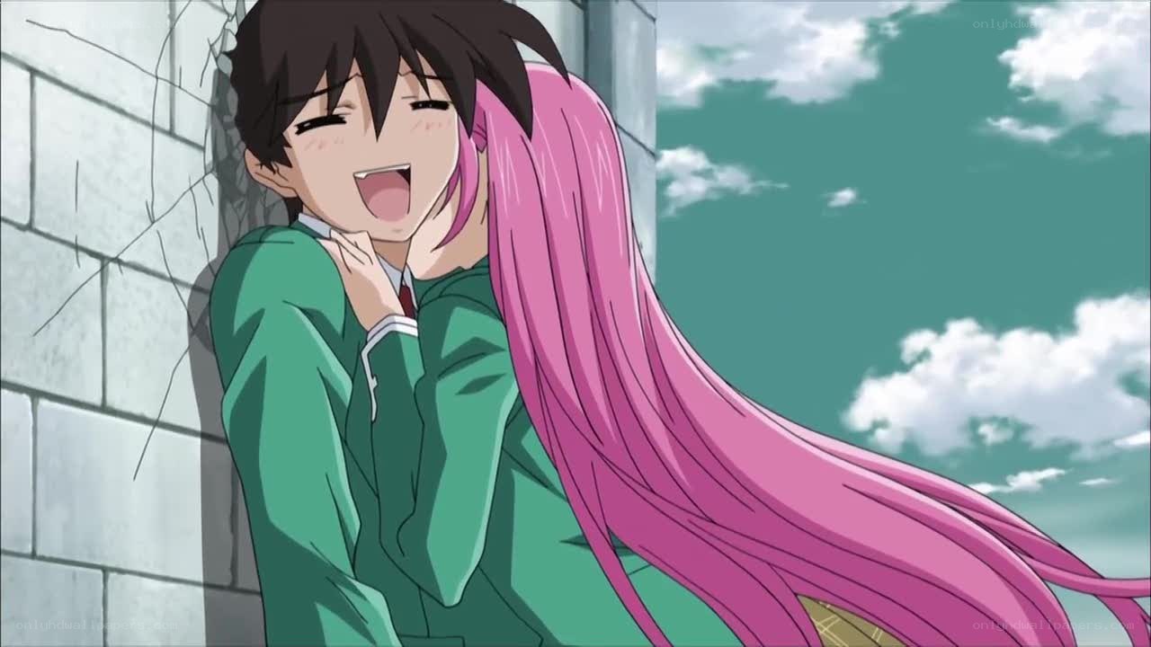 anime characters hugging