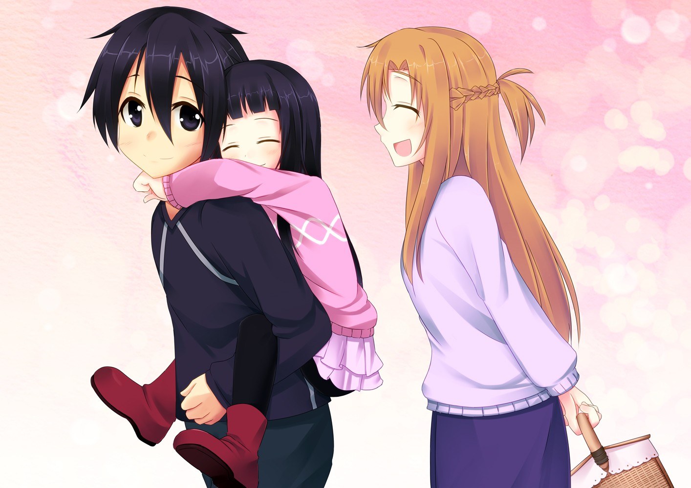 Anime characters hugging