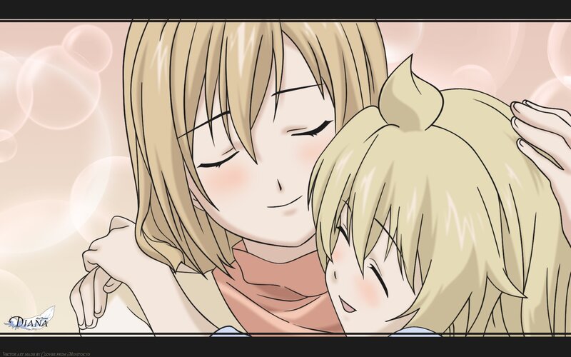 anime characters hugging