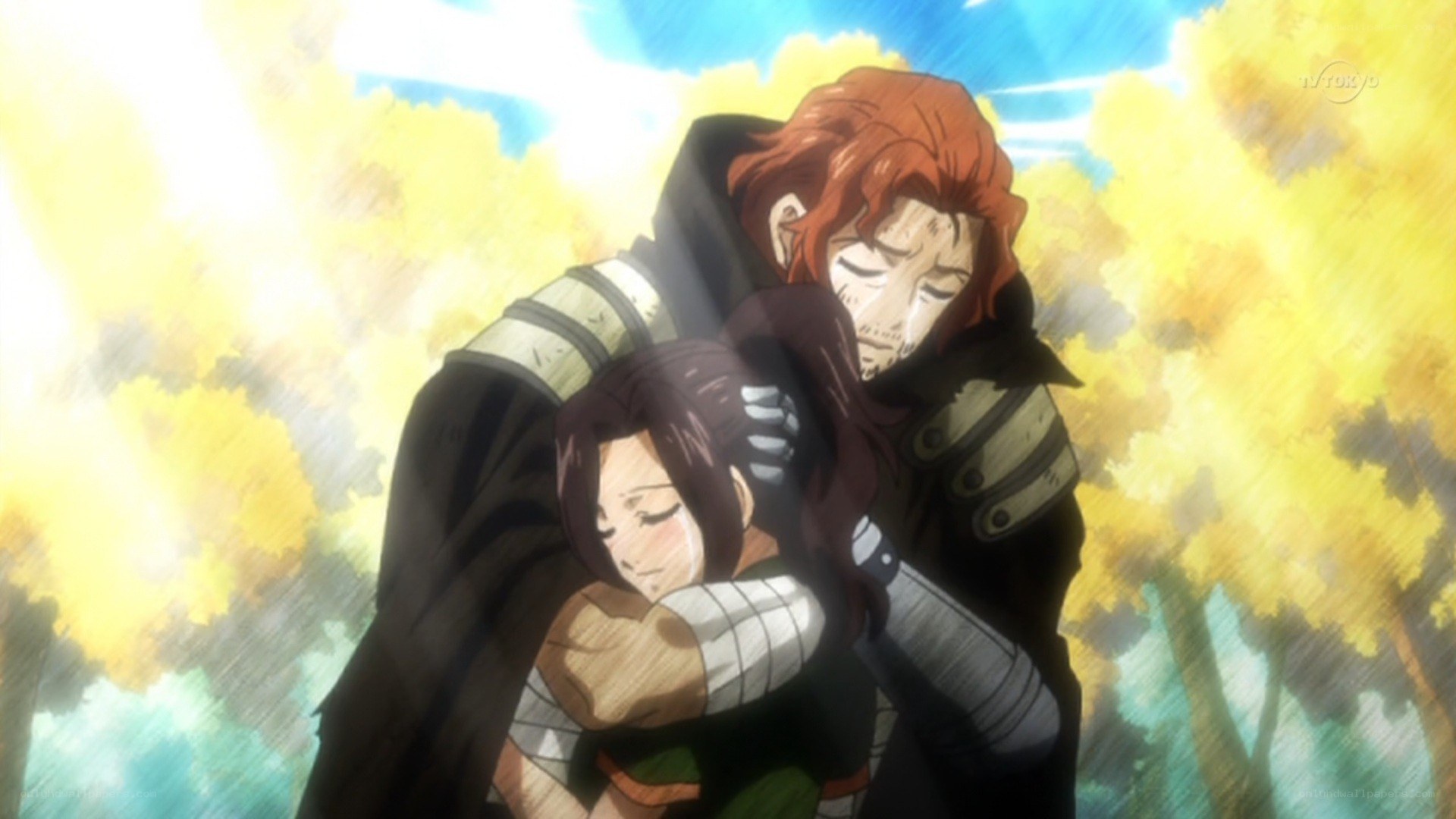 anime characters hugging