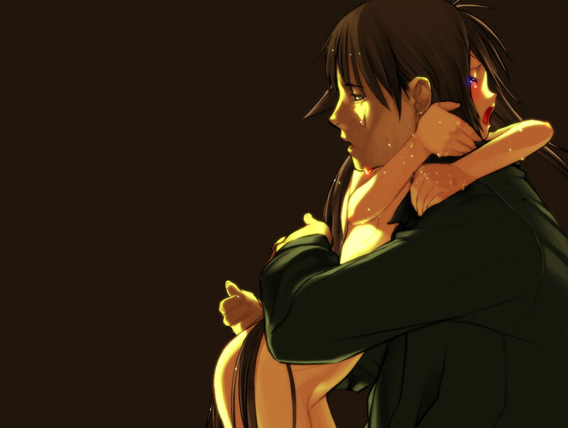 Anime Characters Hugging — Black