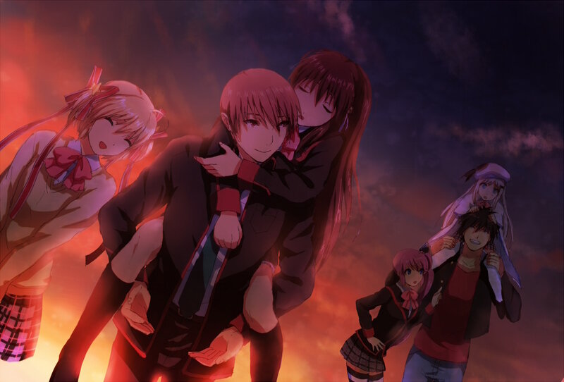Anime Characters Hugging — Red, Dramatic