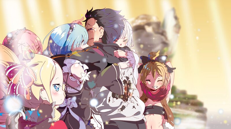 Anime Characters Hugging — Yellow