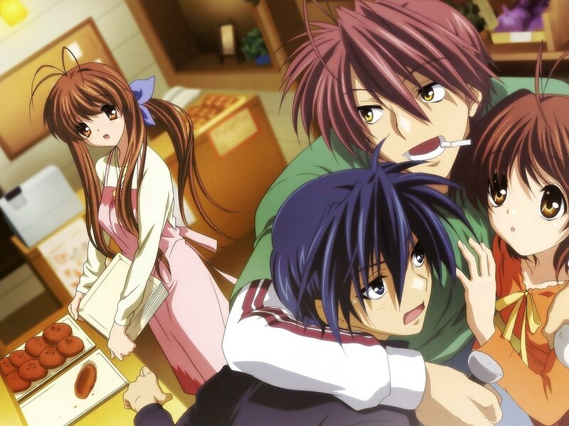 Anime characters in a bakery
