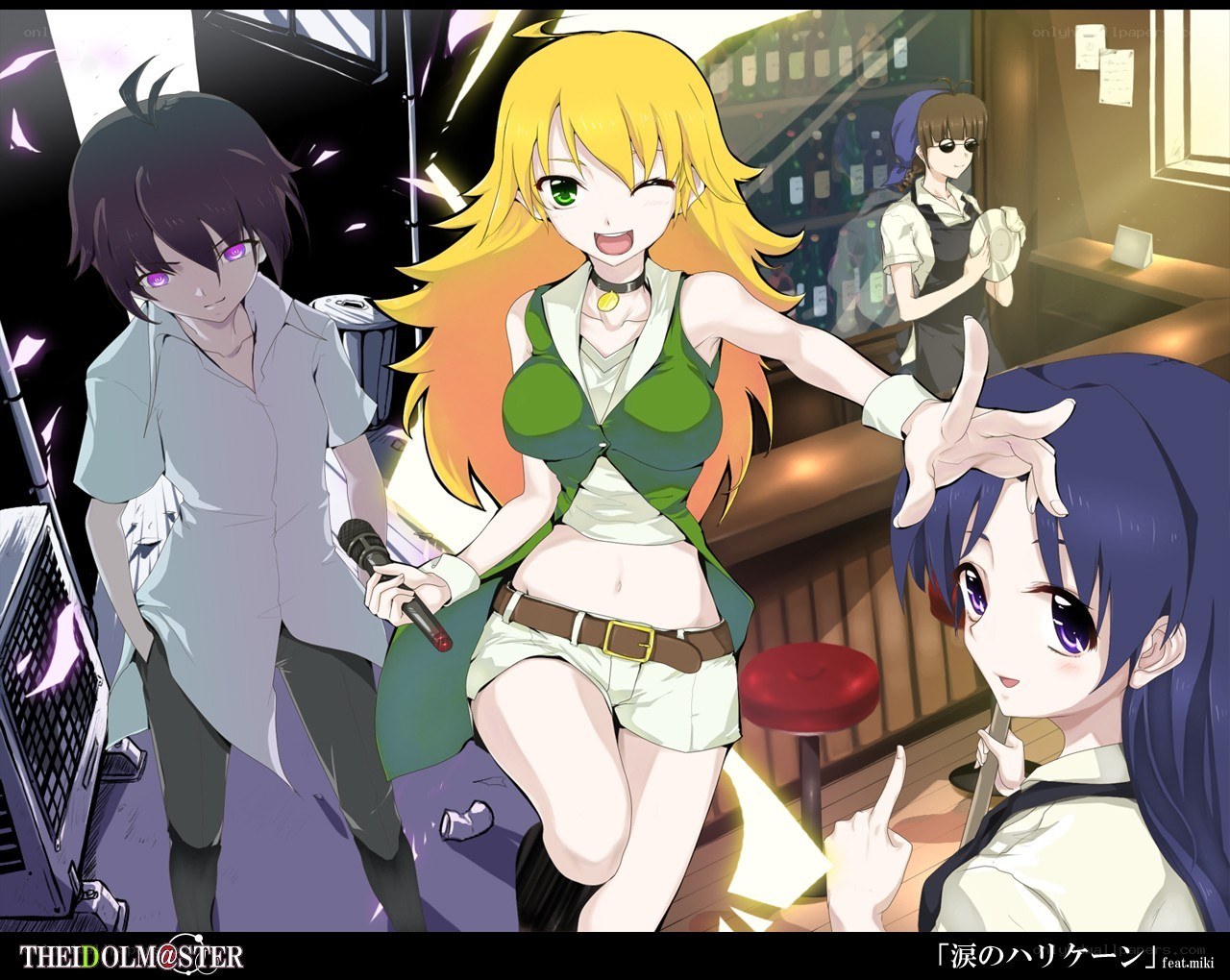 Anime characters in a bar scene