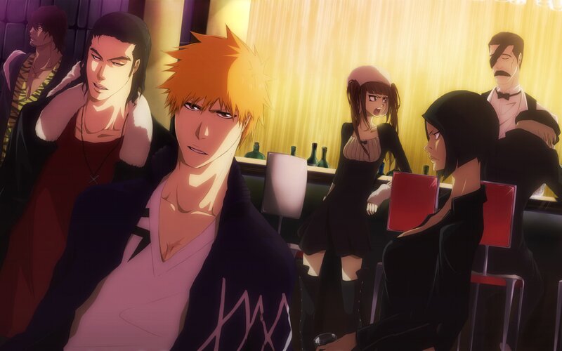 Anime Characters in a Bar — Yellow