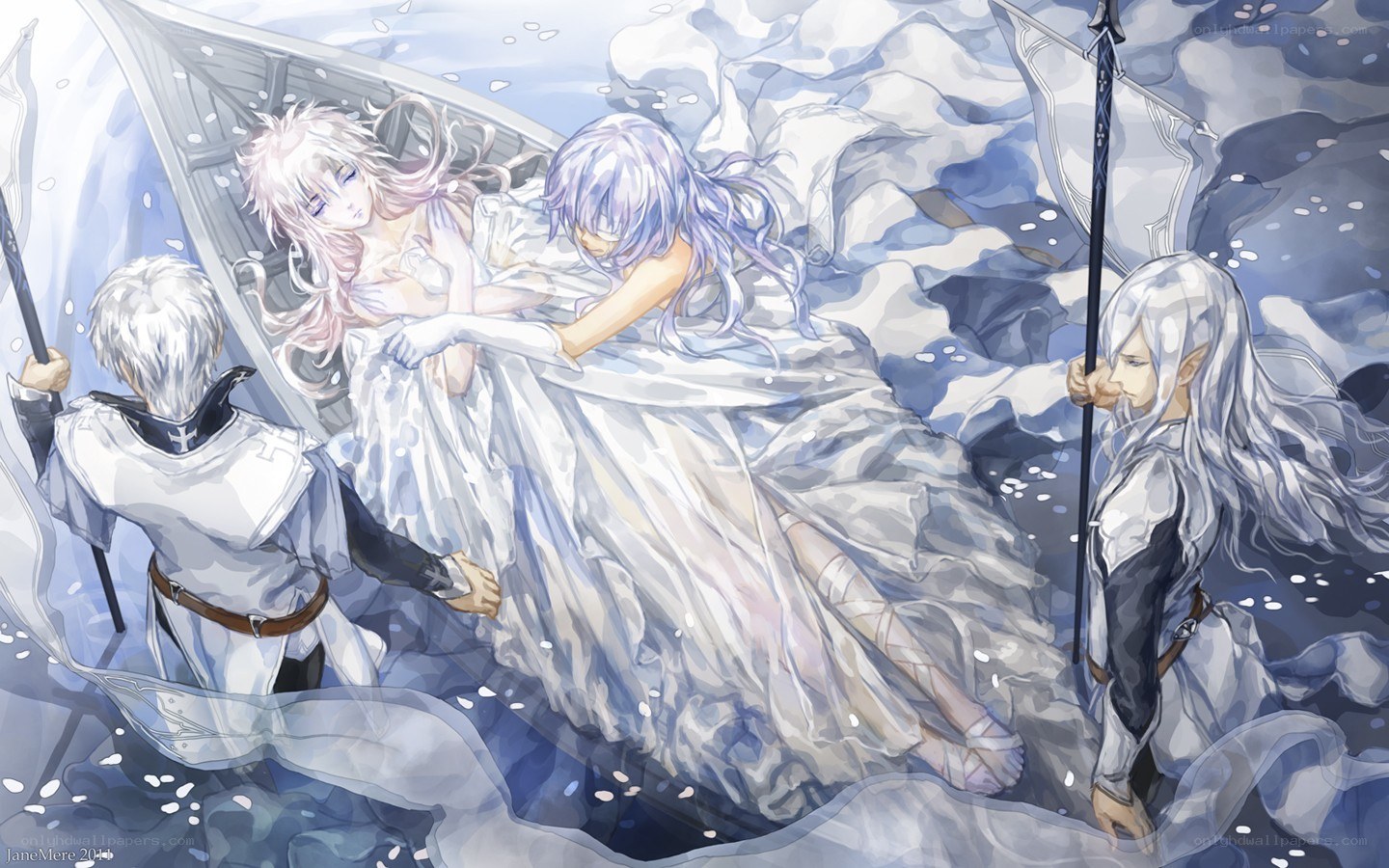 anime characters in a boat