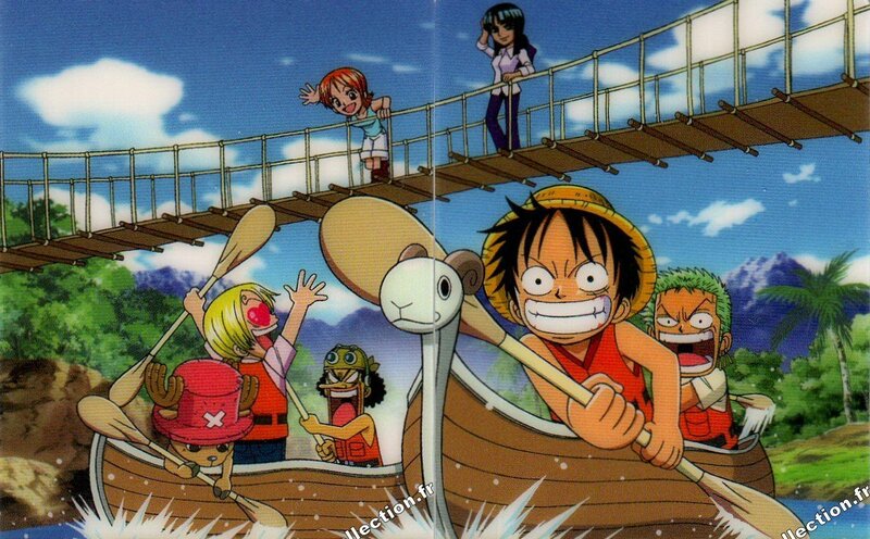 Anime Characters in a Boat — Blue, Adventurous