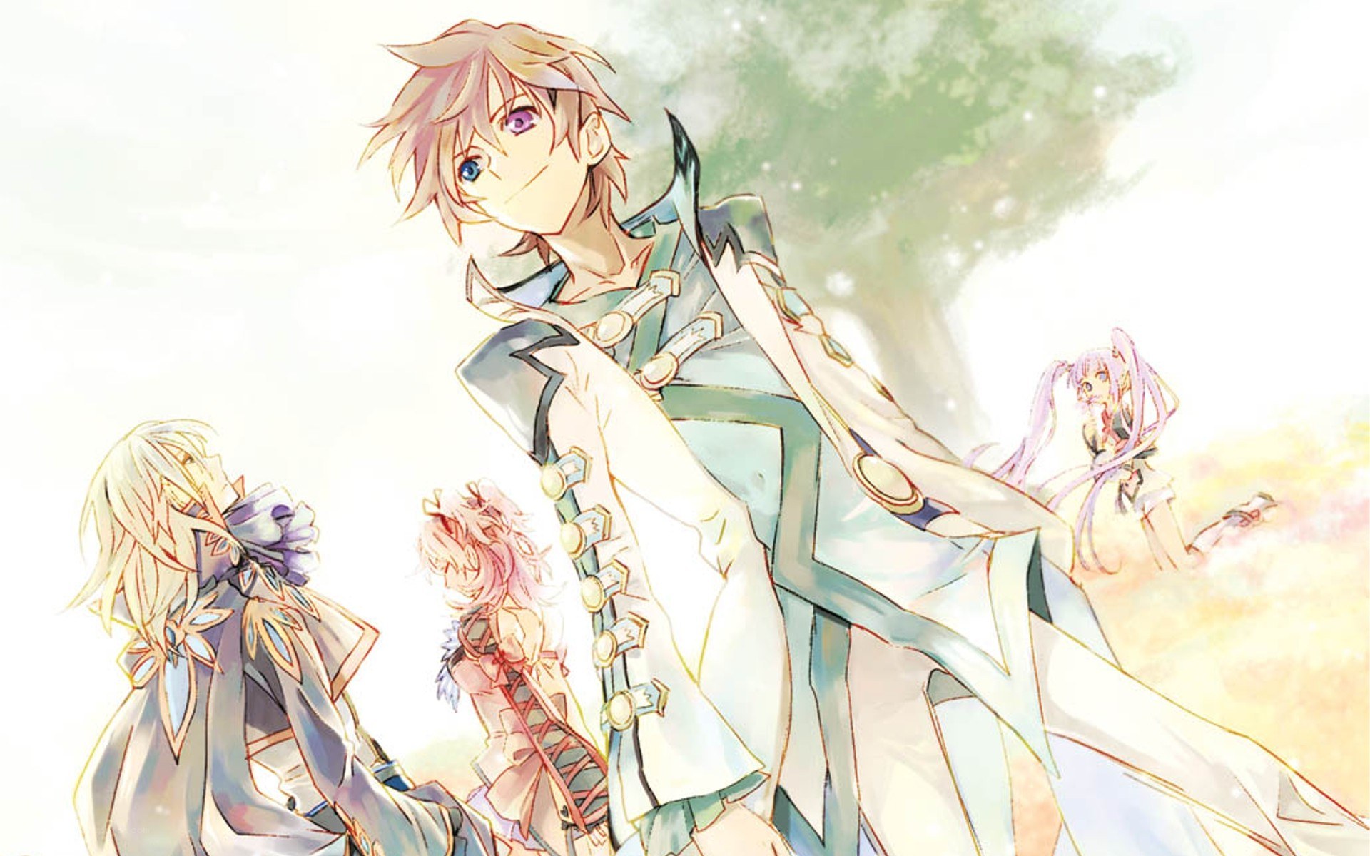anime characters in a bright scene