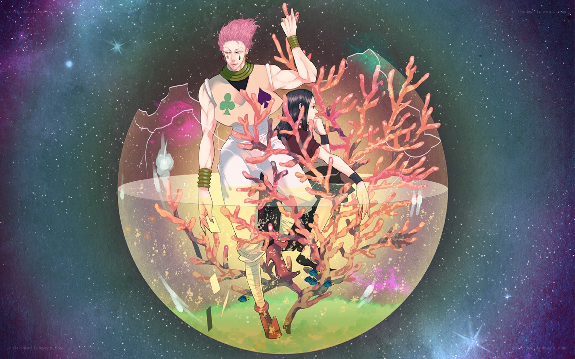 Anime characters in a bubble