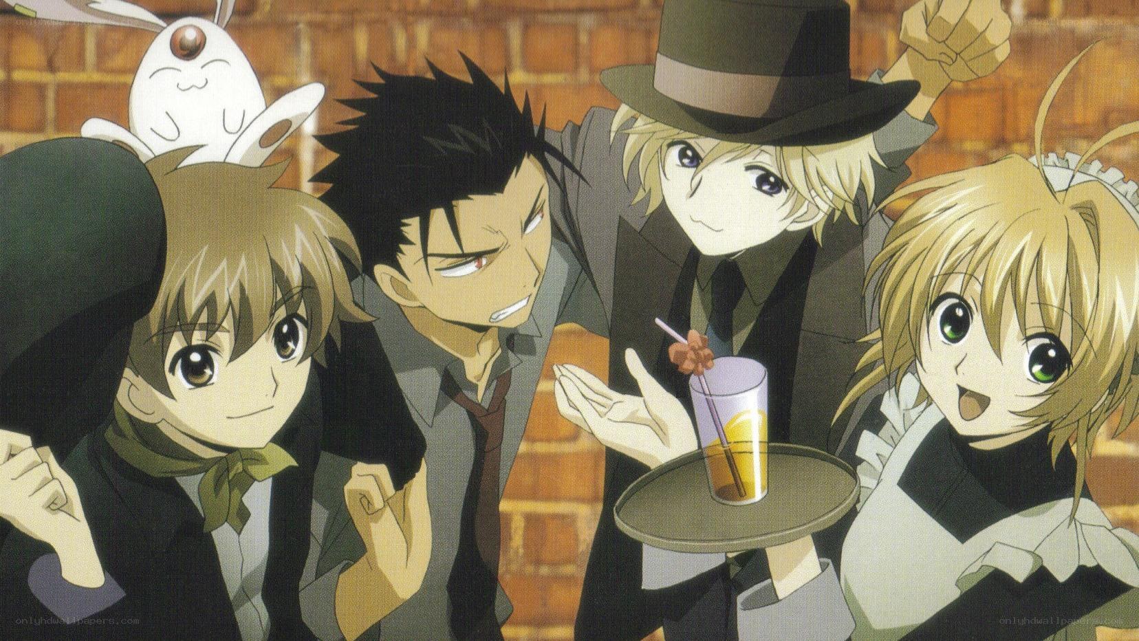 anime characters in a cafe