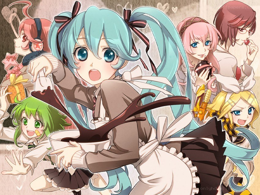anime characters in a cafe