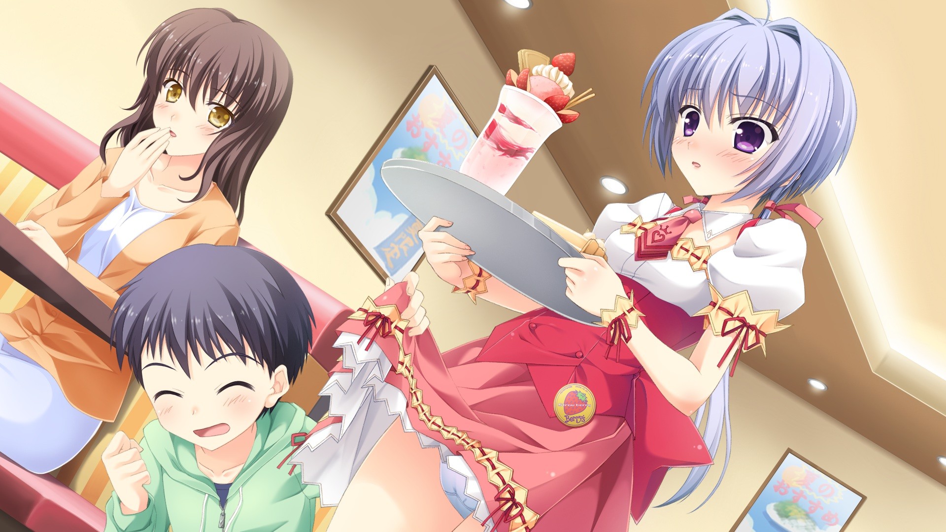 Anime characters in a cafe