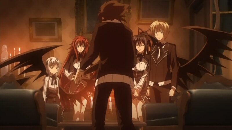 anime characters in a candlelit room