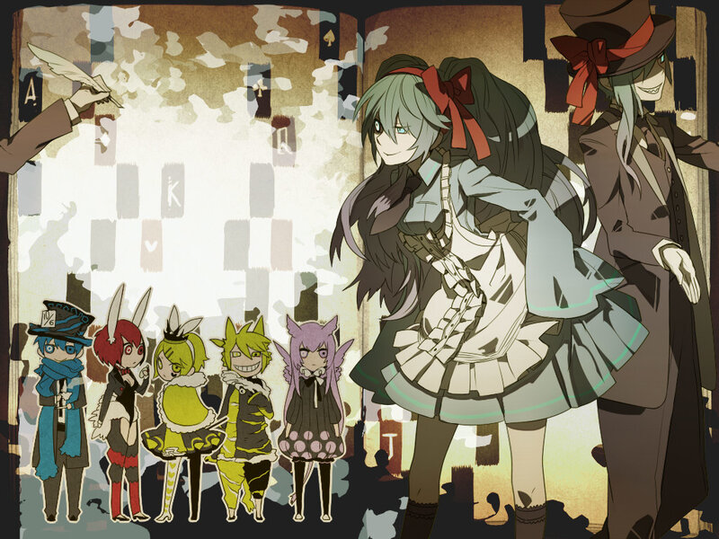 anime characters in a card-themed scene