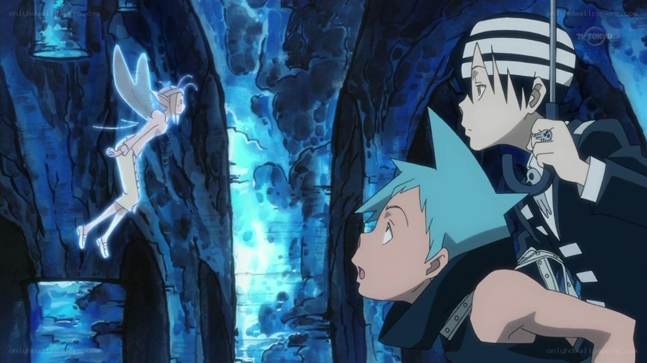 Anime characters in a cave