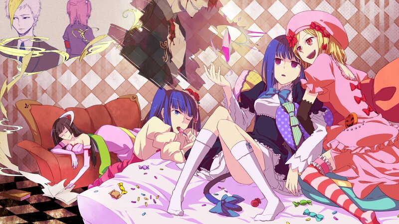 Anime characters in a chaotic room