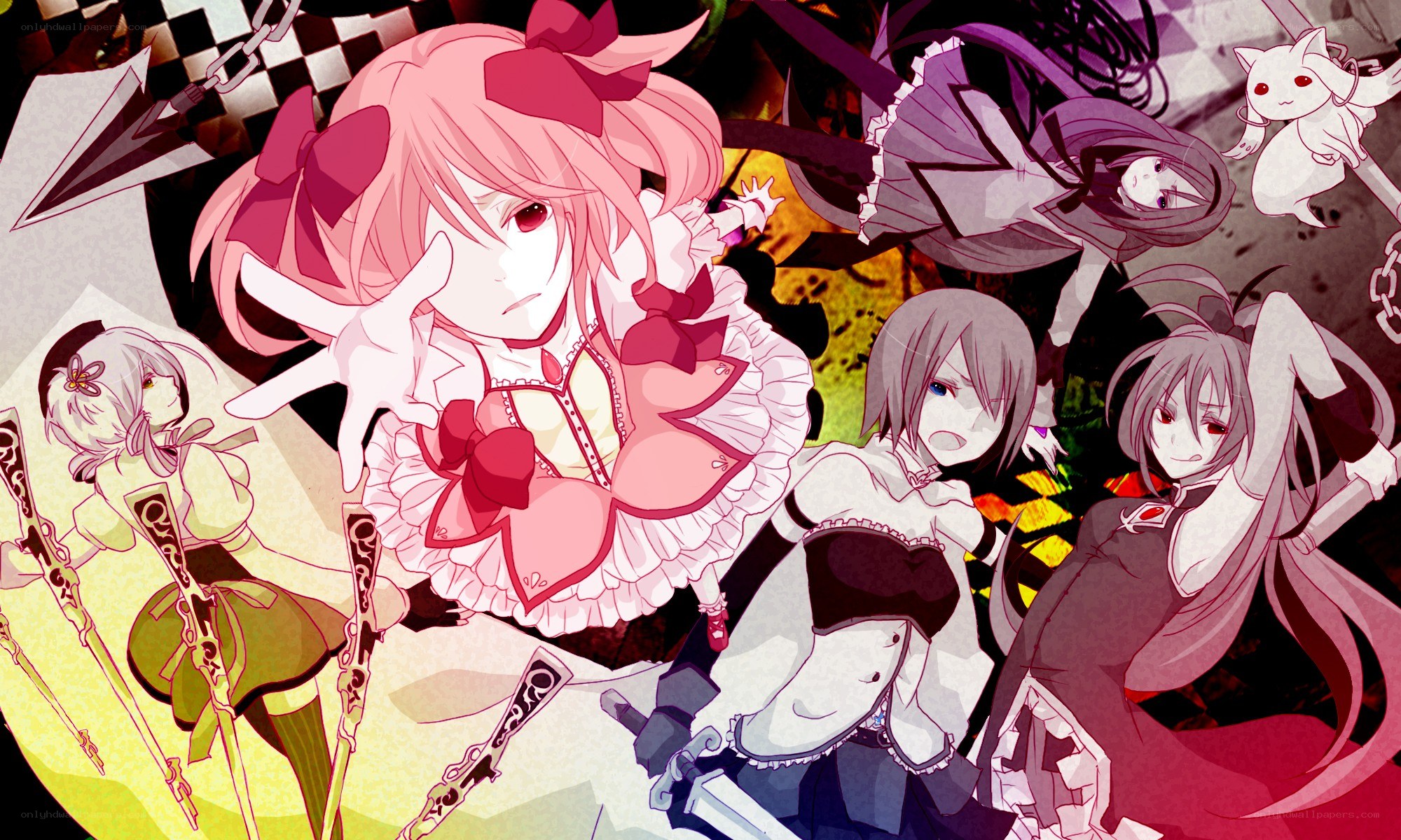 Anime characters in a chaotic scene