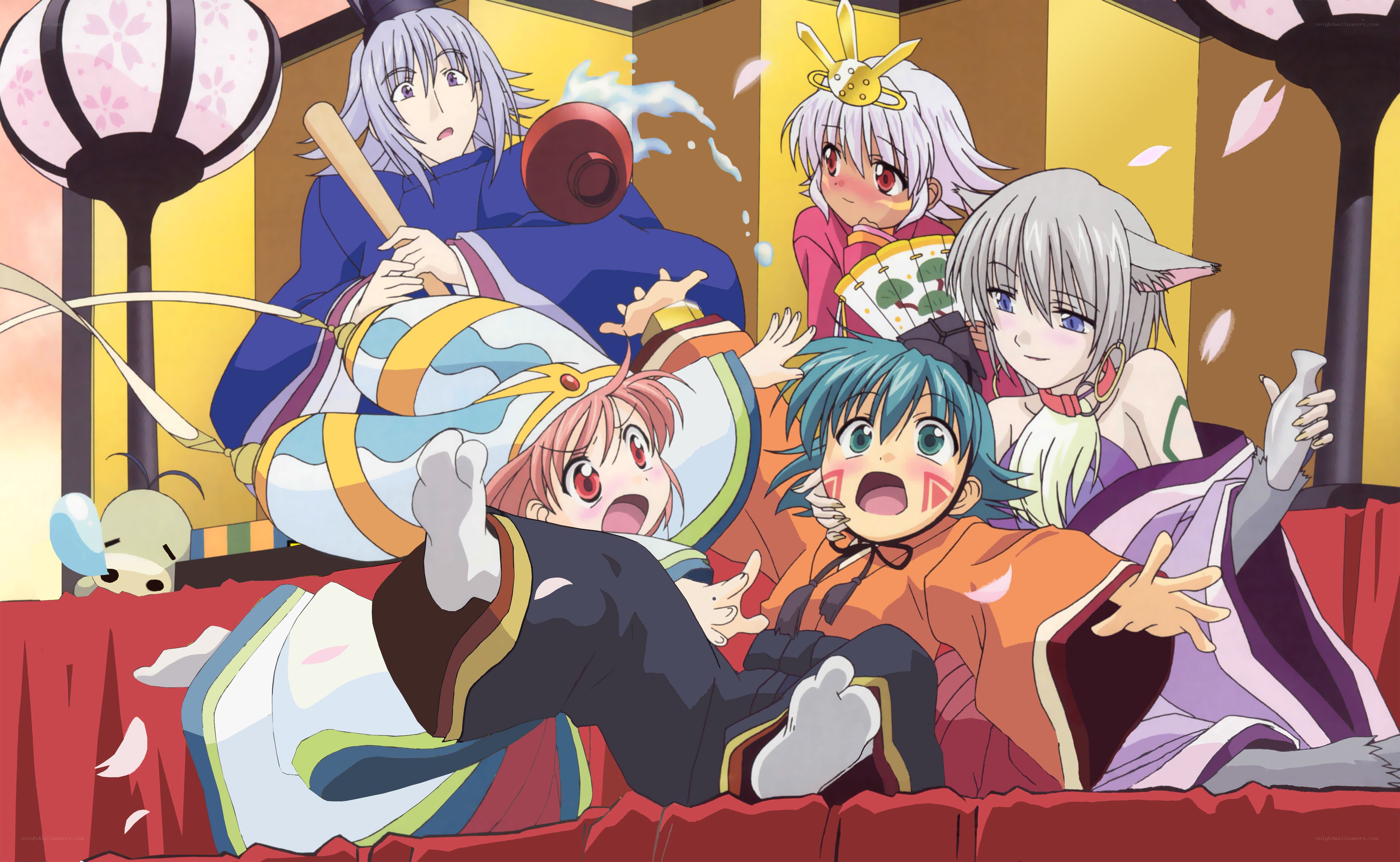 Anime characters in a chaotic scene