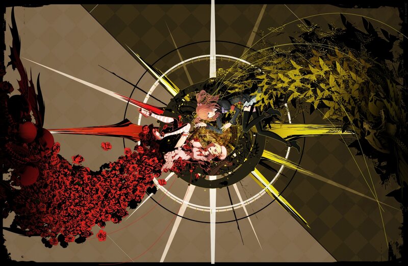 Anime characters in a chaotic scene