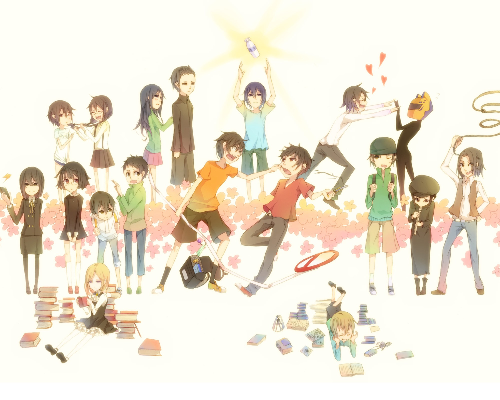 Anime characters in a chaotic scene