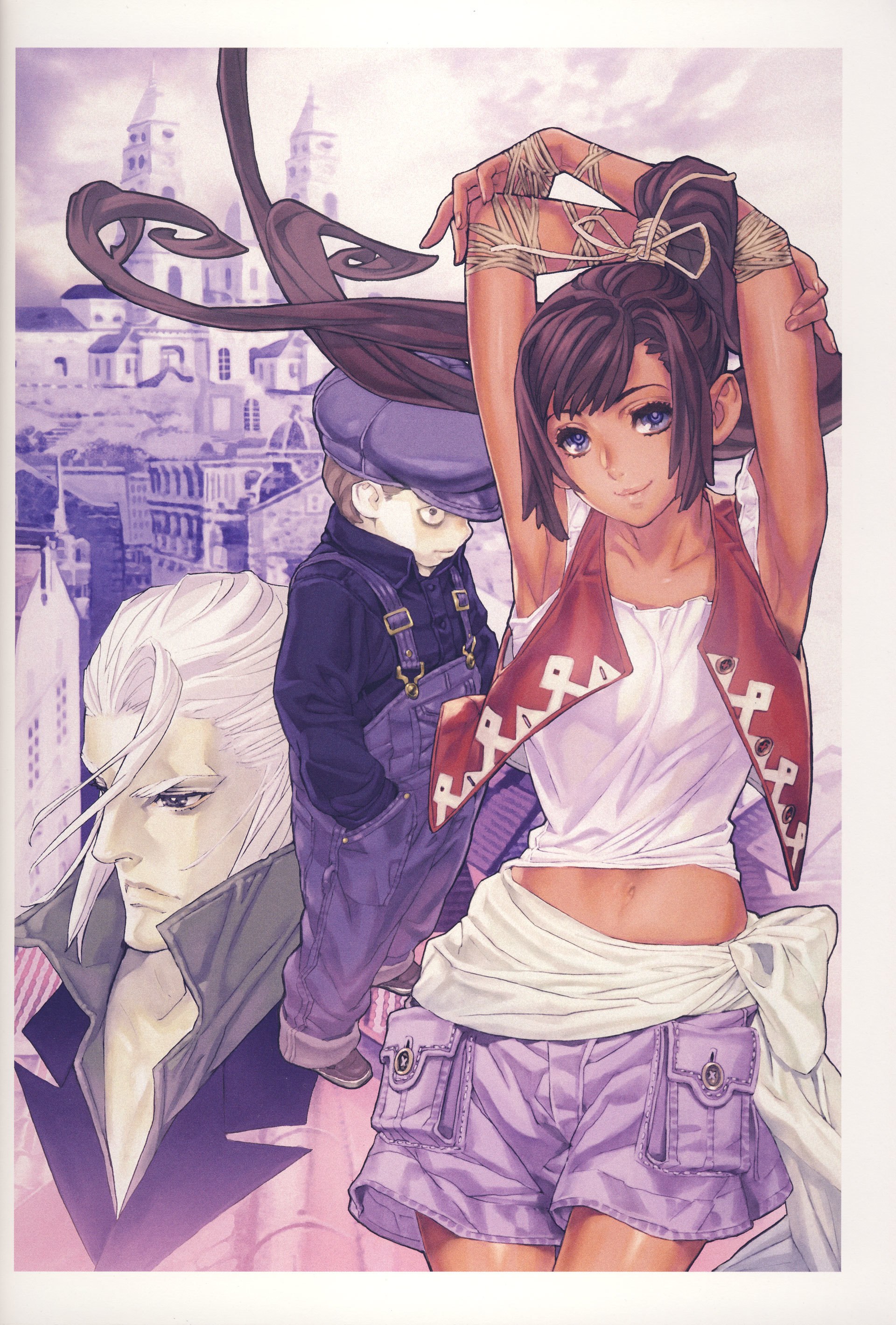 anime characters in a city