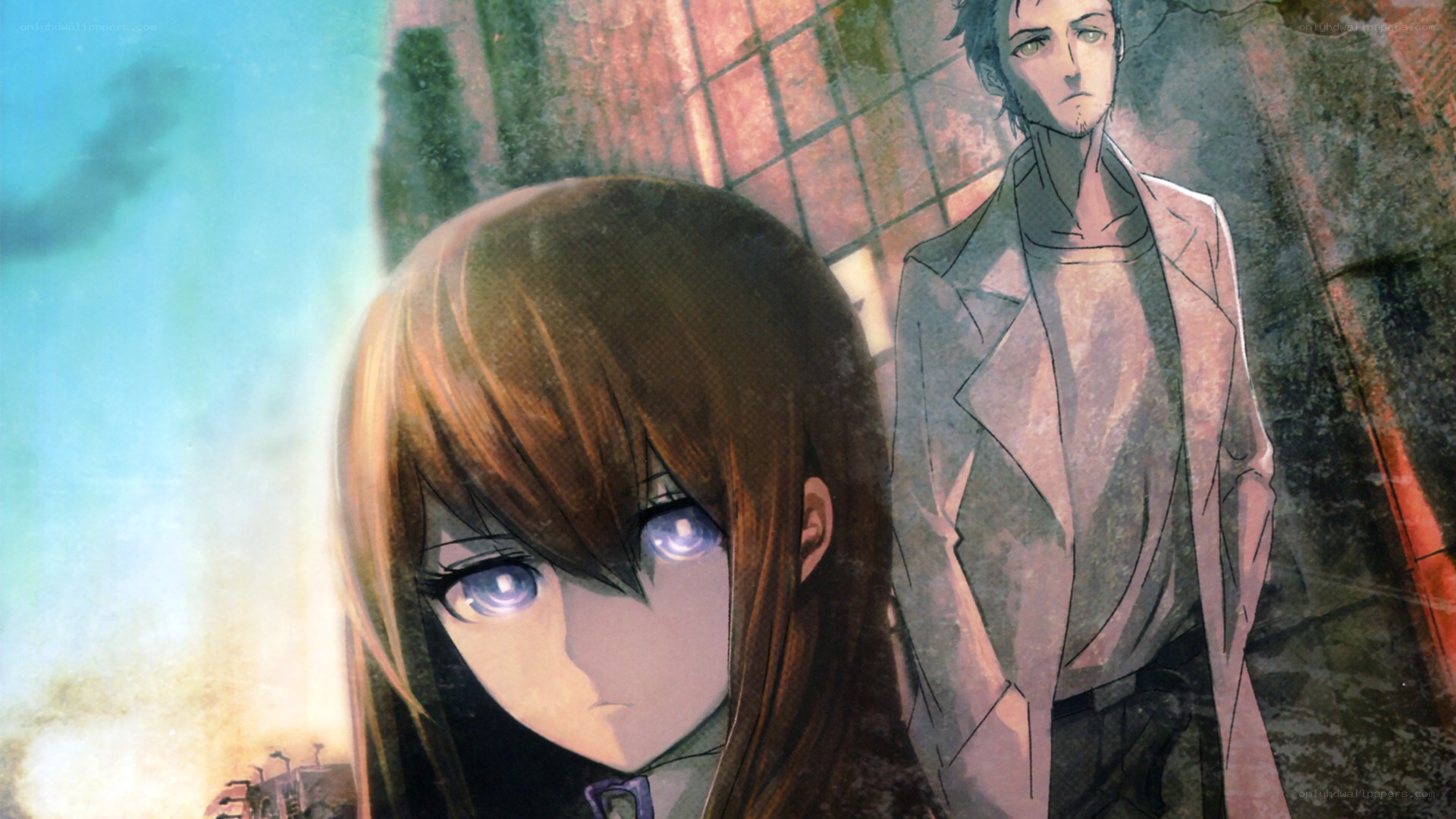 anime characters in a city