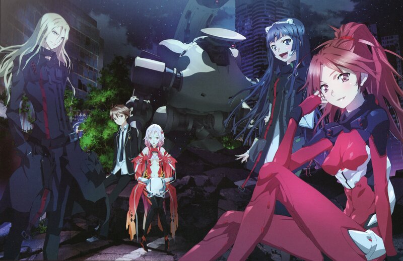 Anime characters in a city at night