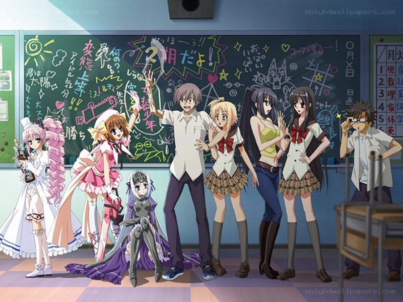anime characters in a classroom