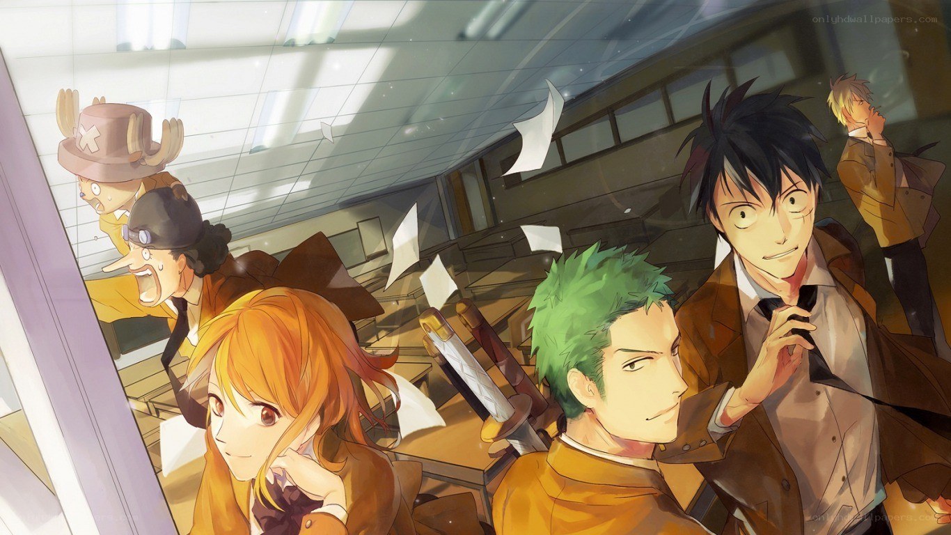 anime characters in a classroom