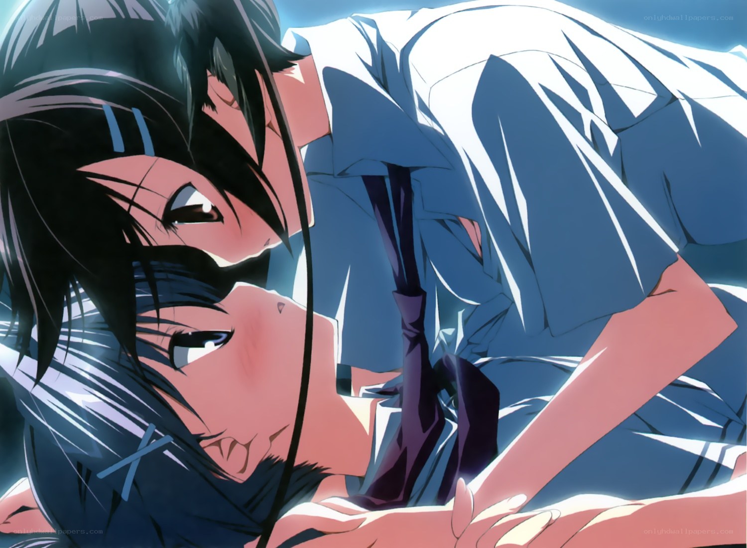 anime characters in a close embrace