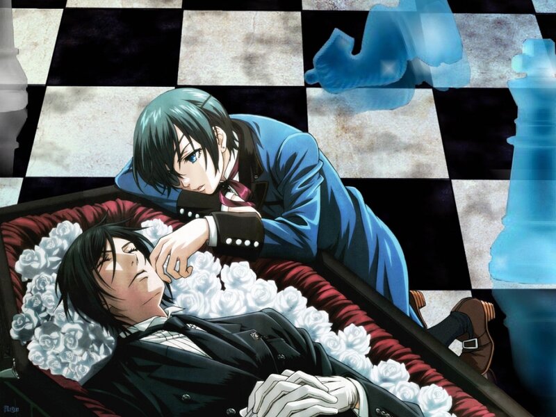 Anime characters in a coffin
